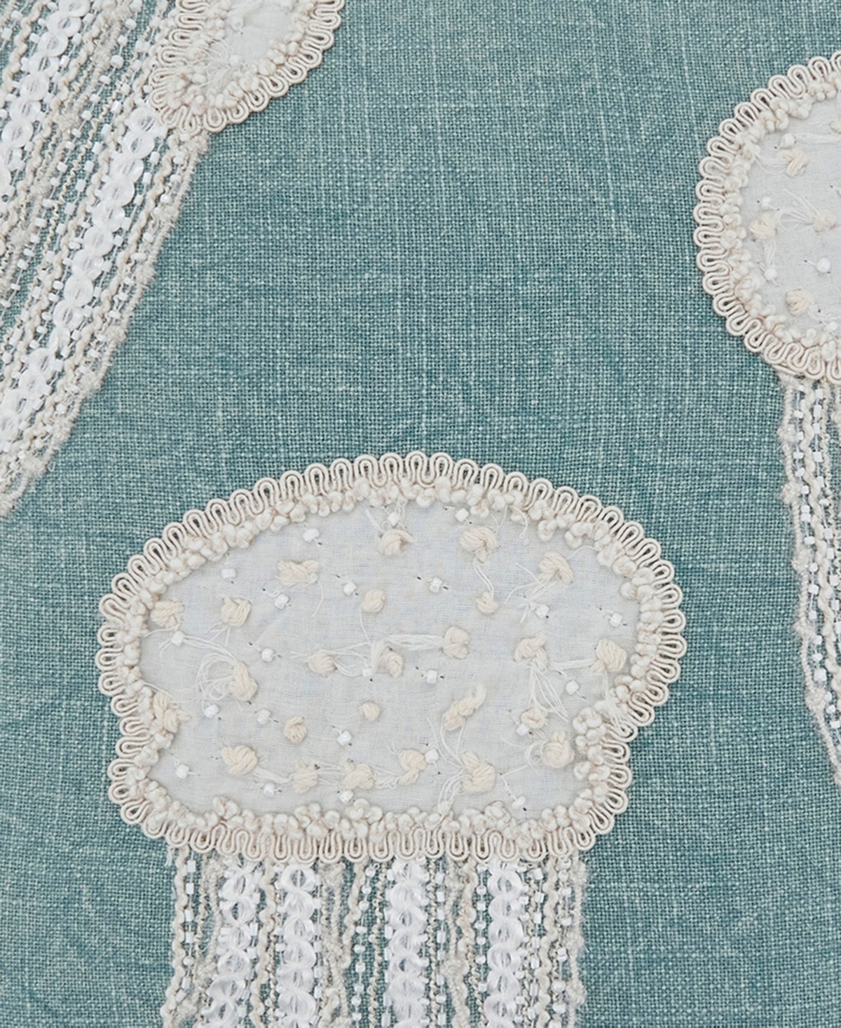 Saro Lifestyle Embroidered Jellyfish Decorative Pillow, 18" x 18"