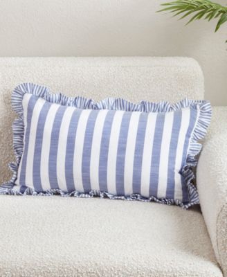 Striped Ruffle Edge Decorative Pillow, 12" x 20"