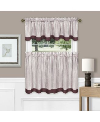 Farmhouse Striped Rod Pocket Cafe Kitchen Curtain Tier and Valance Set