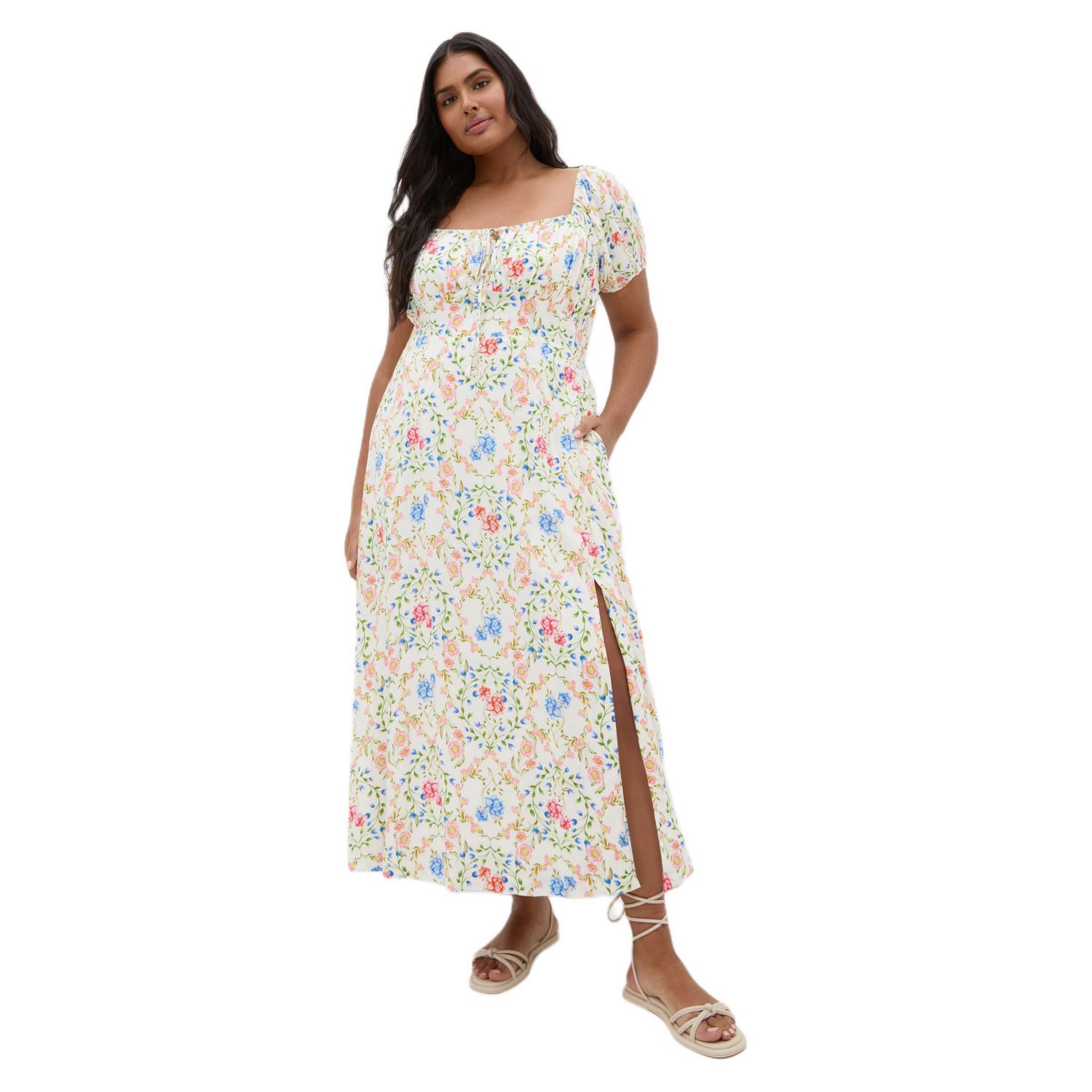 Women's Abbie Short Sleeve Bouquet Print Maxi Dress