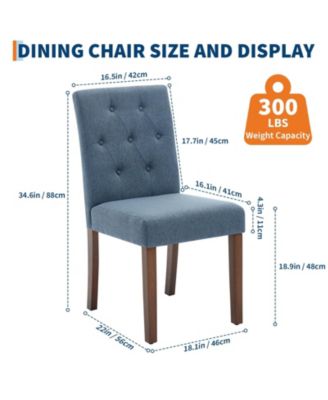 Set of 4 Button Tufted Parsons Dining Chairs, Upholstered Fabric Side Chairs with Solid Wood Legs
