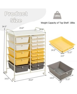 Fifteen Drawer Utility Rolling Storage Cart for Multi Use