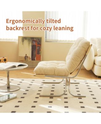 Modern Accent Chair, Upholstered Reading Chair with Metal Chrome Frame, Comfy Living Room Chair for Home Office, Bedroom