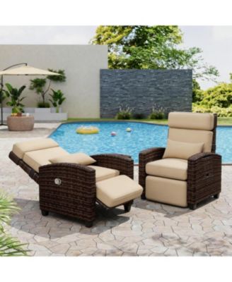 Outdoor Recliner Chair, Patio Reclining Chairs with Adjustable Backrest and Footrest
