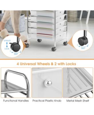 Ten Drawer Rolling Storage Cart Organizer with Universal Casters