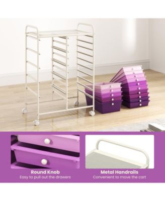 Fifteen Drawer Utility Rolling Storage Cart for Multi Use