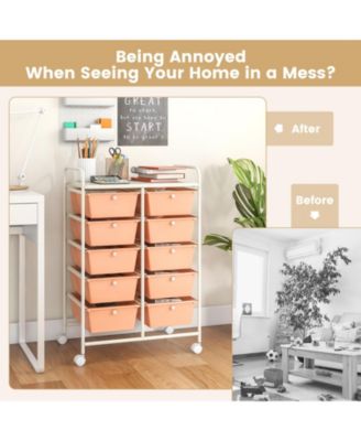 Ten Drawer Rolling Storage Cart Organizer for Home and Office