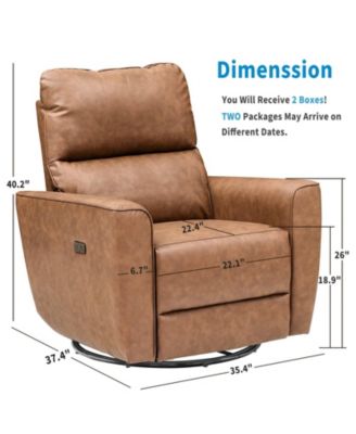 Power Recliner Swivel Rocking Glider PU Leather Upholstered Nursery Chair