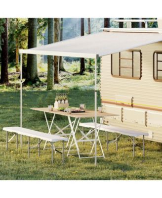 Set of 2 Portable Folding 6-Foot Outdoor Plastic Benches with Carrying Handles for Camping or Picnic