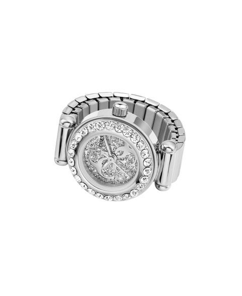 Женские часы GUESS Glitz Silver-Tone Stainless Steel Analog Ring, 18mm