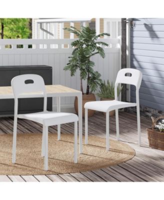 Set of 2 Stackable Modern Plastic Dining Chairs with Metal Legs, Waterproof and Stain-Resistant