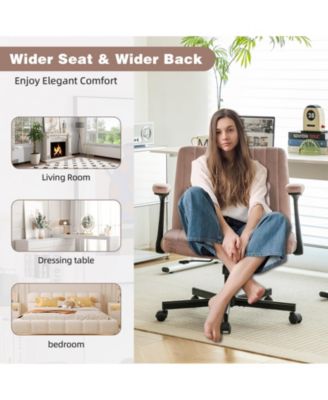 Velvet Criss Cross Armrest Office Chair with Wheels, Comfortable for Home Office, Reading and Vanity