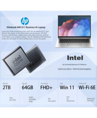 EliteBook 840 14" Traditional Laptop Intel Core Ultra 7 32GB RAM Intel Graphics 1TB SSD Storage Windows 11 Pro 60Hz