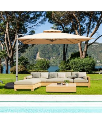 10 ft. Square Cantilever Umbrella with Center Pole (Base Not Included)