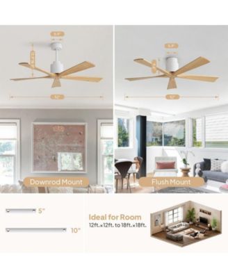 52-inch 5-Blade without Light Ceiling Fan with Remote Control and Timing Function