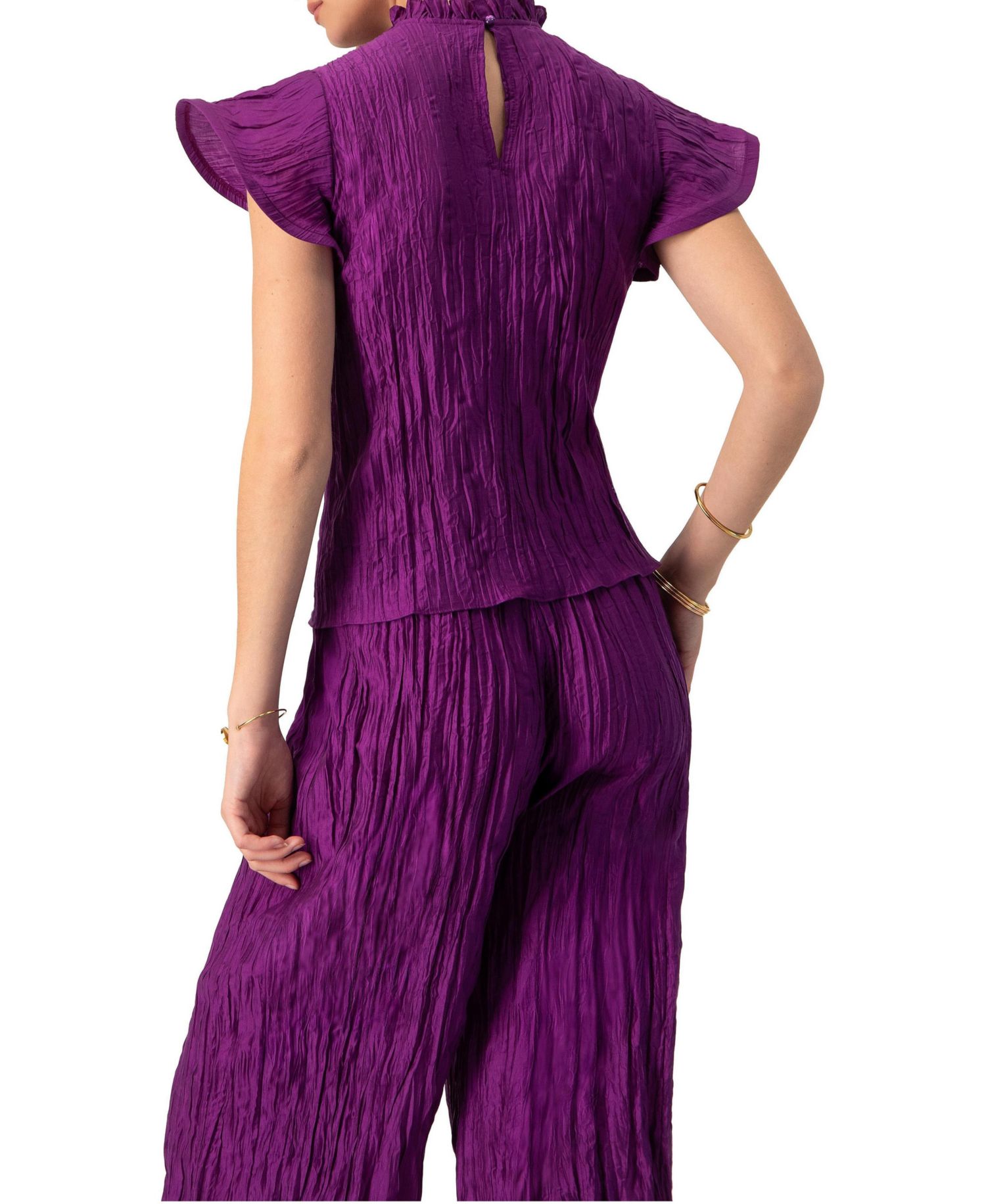 Women's Straight Blouse with Ruffle Short Sleeves