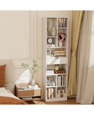 7-tier Bookshelf with Drawer 180cm Floor Standing Display Rack Storage Shelf