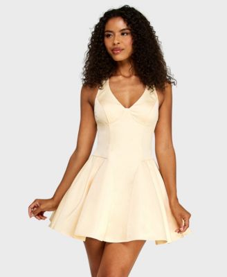 Juniors' Halter Neck Fit & Flare Mini Dress