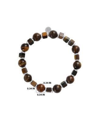 Men s Tiger Eye & Hematite Beaded Stretch Bracelet