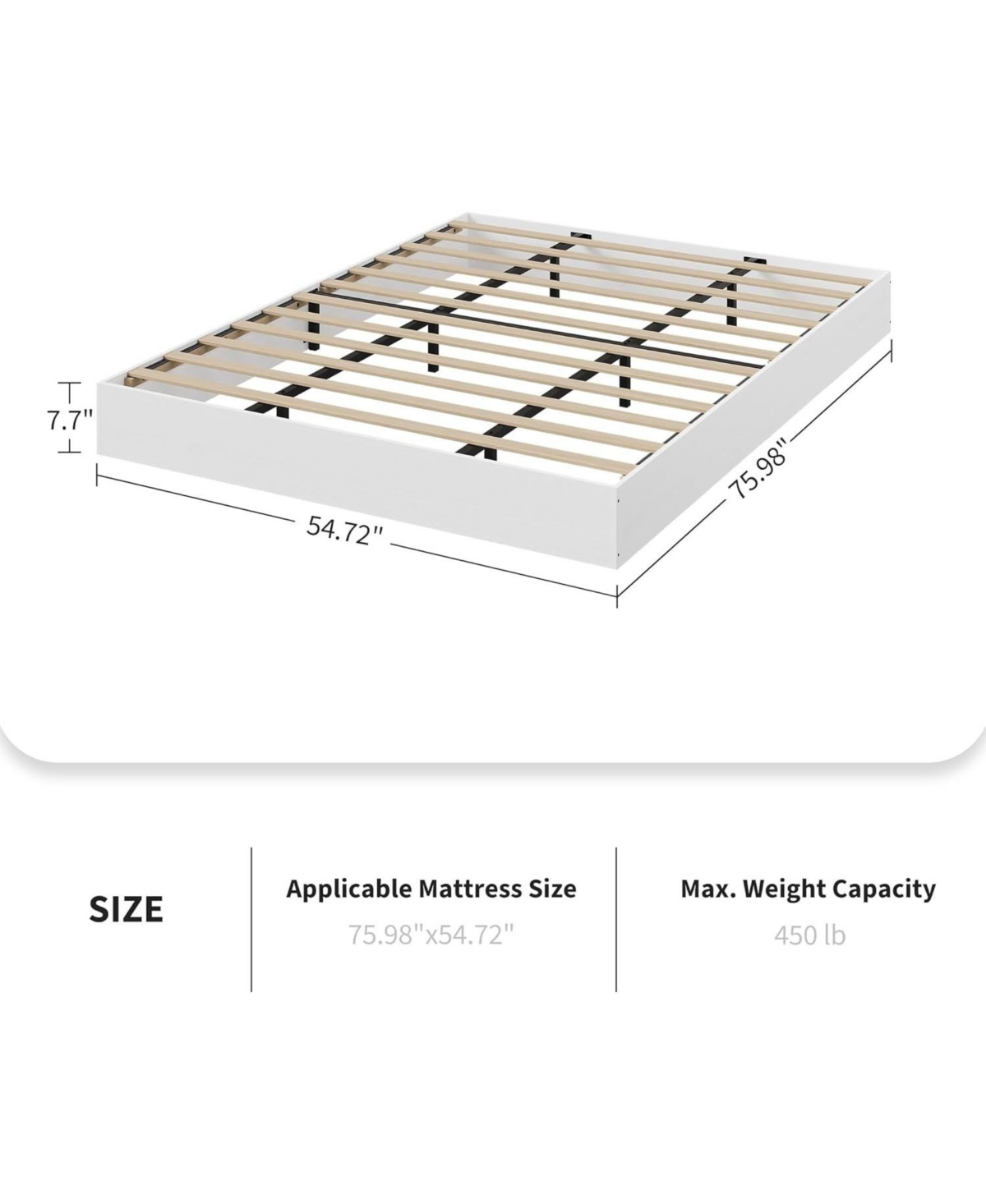 gaomon Wood Platform Bed Frame, Wooden Frame Without Headboard, Slat Support, No Box Spring Needed