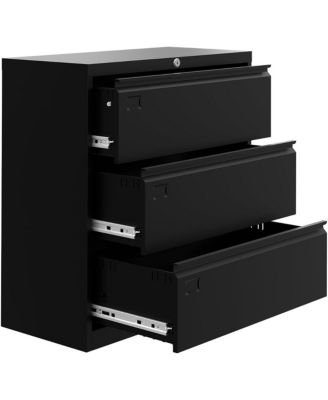 3 Drawer Lateral File Cabinet with Lock, Heavy Duty Steel Office Storage for Letter/Legal/A4 Documents, Easy Assembly Space-Saving Design