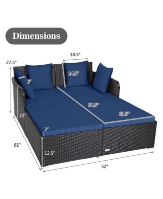 Rattan Patio Daybed Loveseat Sofa Yard Outdoor w/ Cushions Pillows