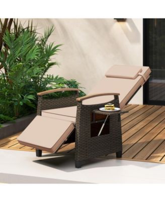Patio Wicker Recliner Chair with Adjustable Backrest and Footrest