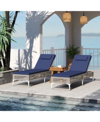 Patio Chaise Lounge Chair with Adjustable Backrest and Headrest