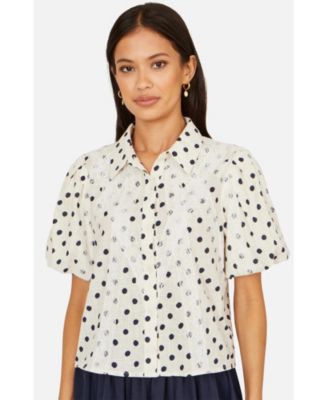 Women's Polka Dot Lace Boxy Shirt