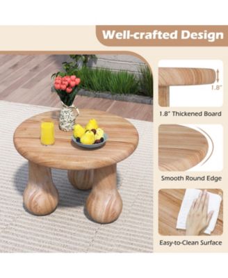 24" Small Solid Mahogany Wood Coffee Table with Thickened Top and Column Legs