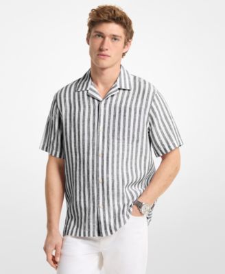 Men's Striped Camp-Collar Shirt
