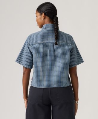 Women's Short-Sleeve Cropped-Fit Denim Shirt