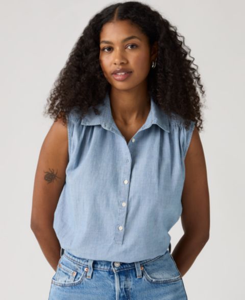 Женский топ Levi's Londynn Point Collar Relaxed-Fit Top, цвет: Alternate Fin