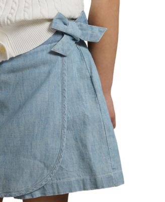 Girls' 2T-6X Chambray Faux-Wrap Skort