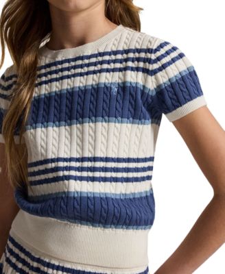 Girls' 7-16 Striped Cable Sweater and Skirt, 2-Piece Set