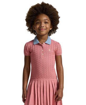 Girls' 2T-6X Mini-Cable Polo Collar Sweater Dress