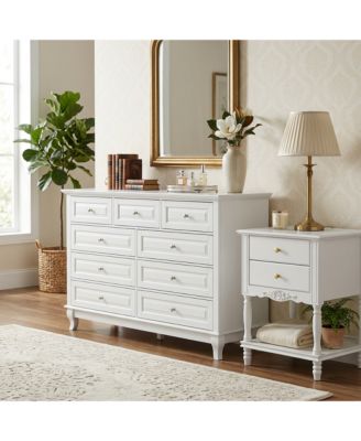 Modern 9 Drawer Dressing Table and 2 Drawer Bedside Table, Chest and Nightstand