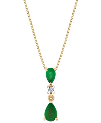 Emerald (5/8 ct. t.w.) & Diamond Accent Pendant Necklace in 10k Yellow Gold