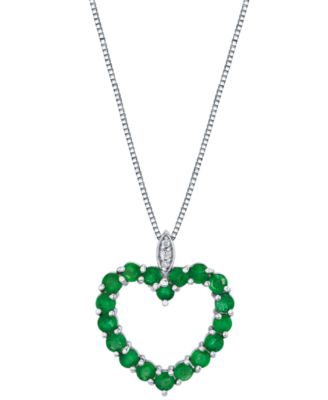 Emerald (1-3/8 ct. t.w.) & Diamond Accent Heart Pendant Necklace in Sterling Silver