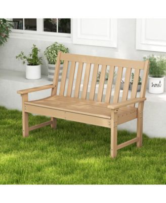 52 Inch All-Weather HDPE Outdoor Bench with Backrest and Armrests