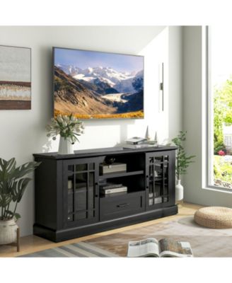 TV Stand for TVs up to 70 in with Glass Doors and Storage