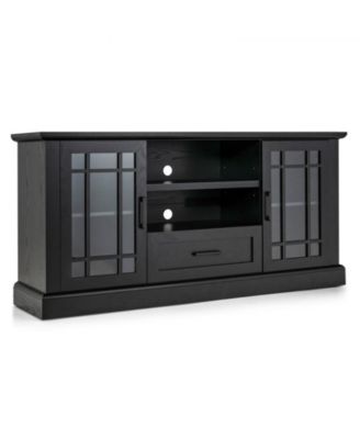 TV Stand for TVs up to 70 in with Glass Doors and Storage