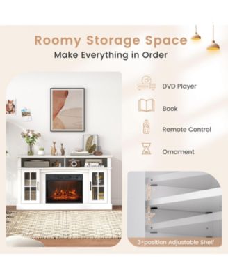 Fireplace TV Stand for TVs up to 65 in with Cabinets and Remote