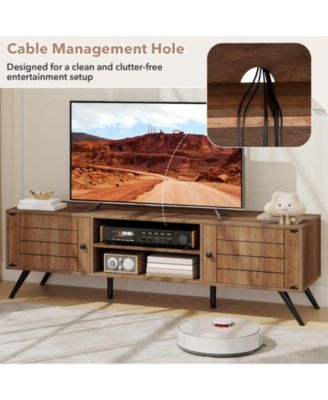 Two Door TV Stand for TVs up to 65 in with Open Shelves