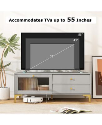 TV Stand with Storage Compartments and Drawers for 55 in TVs