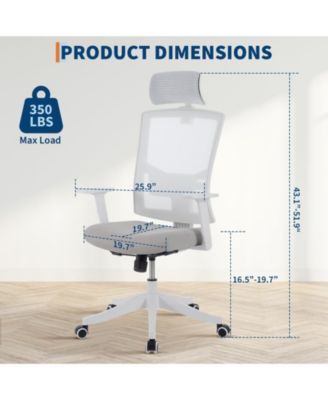 350 lb Heavy Duty Ergonomic Office Chair with Adjustable Headrest, Lumbar Support, and Flip-Up Arms