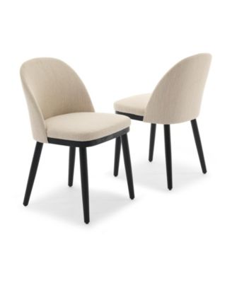 Modern Fabric Upholstered Wooden Dining Chairs Set with High Back and Deep Seat for Kitchen and Dining Room