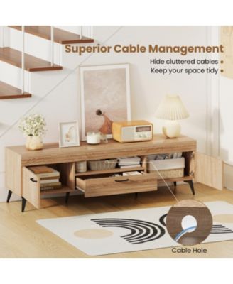 TV Stand with Two Cabinets and Drawer for 65 in TVs