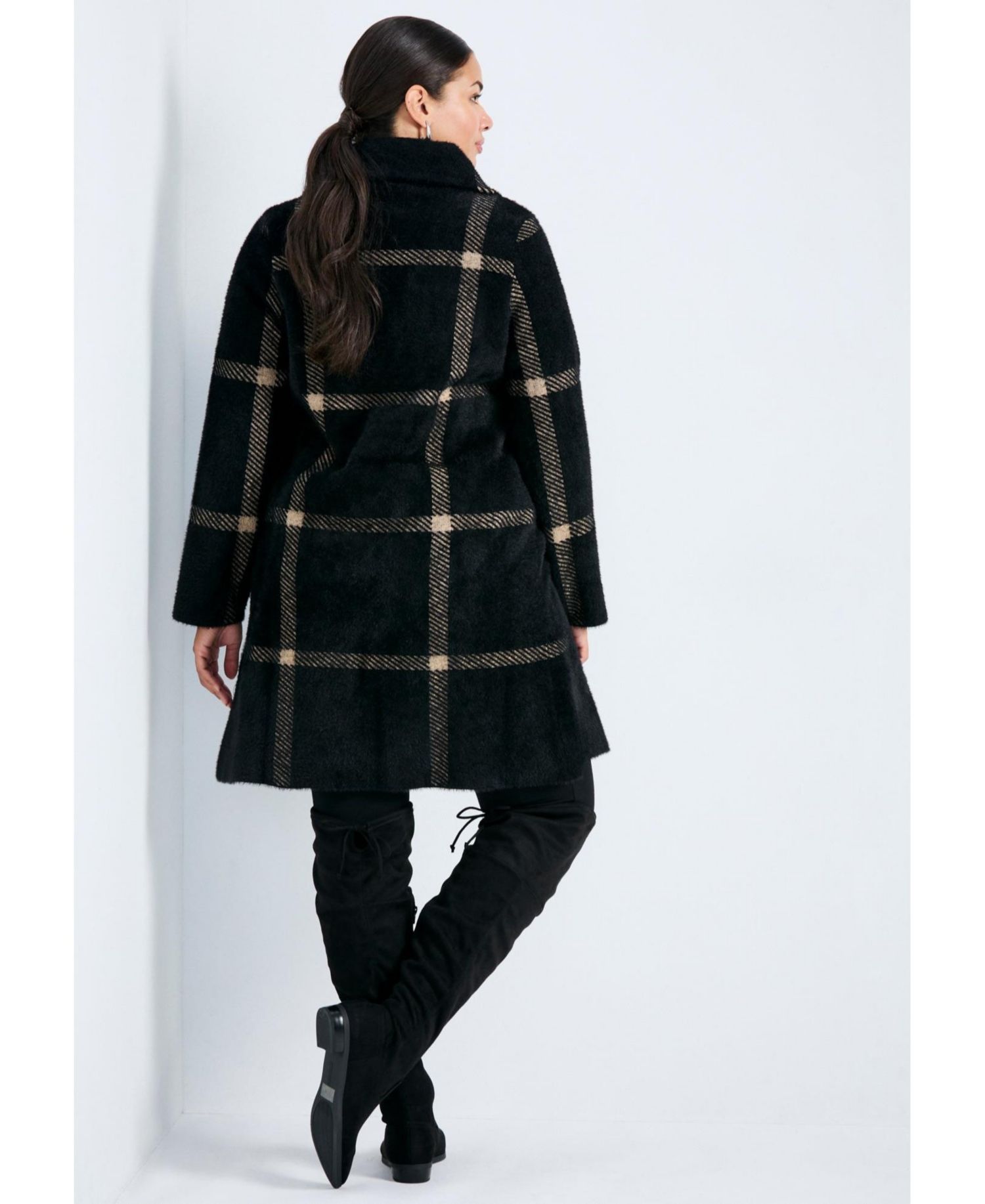 Plus Size Gigi Check Sweater Coat
