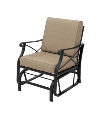 Patio Glider Rocking Chair with Metal Frame and Cushions